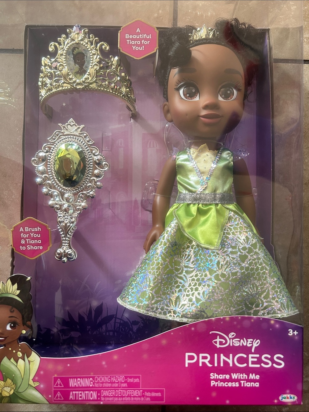 Disney Princess Tiana Doll in Shimmering Green Dress with Gold Tiara